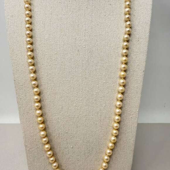 Vintage Marvella Imitation Pearl Necklace Knotted Thread Long Length Signed - Picture 5 of 13
